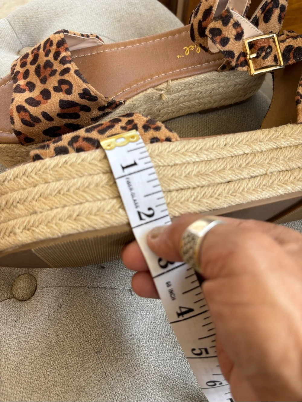 Leopard Print Espadrille Platform Sandals - Women